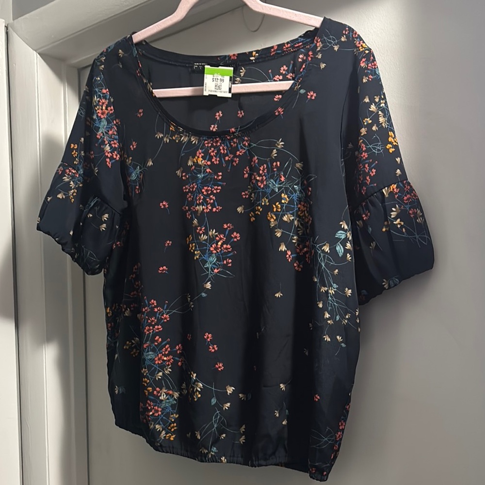 Zara Black Floral Women's Blouse